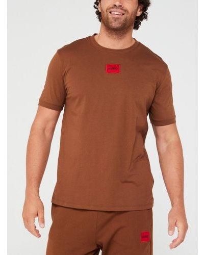HUGO Rust Copper Diragolino212 T-Shirt - Brown