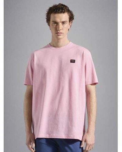 Paul & Shark Light Knitted Cotton Webbing T-Shirt - Pink