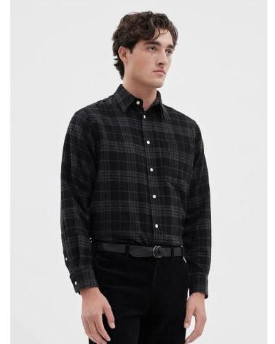 Norse Projects Charcoal Melange Algot Relaxed Wool Check Shirt - Black