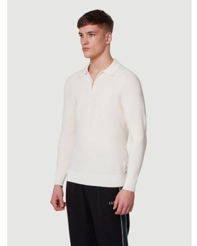 CHE Ivory Long Sleeve Harlow Polo Shirt - White