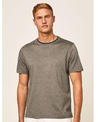 Hackett Iron Micro Striped Print T-Shirt - Grey