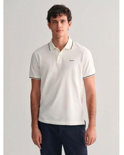 GANT Tipping Pique Rugger Polo Shirt - White
