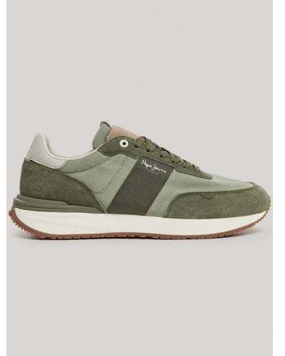Pepe Jeans Khaki Buster Tape Trainer - Grey