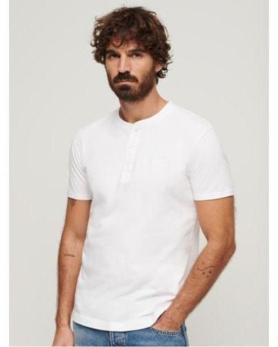Superdry Optic Embroidered Logo Henley T-Shirt - White