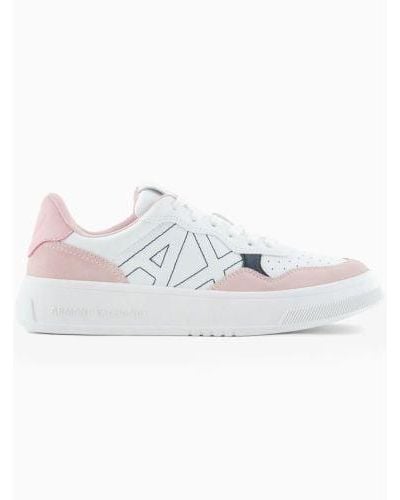 Armani Exchange Rose Embroidered Logo Trainer - White
