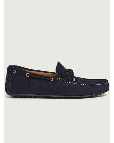 Hackett Dark Ocean Driver Suede Moccasin - Blue