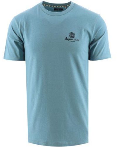 Aquascutum Avio Beach Basic Small Logo T-Shirt - Blue