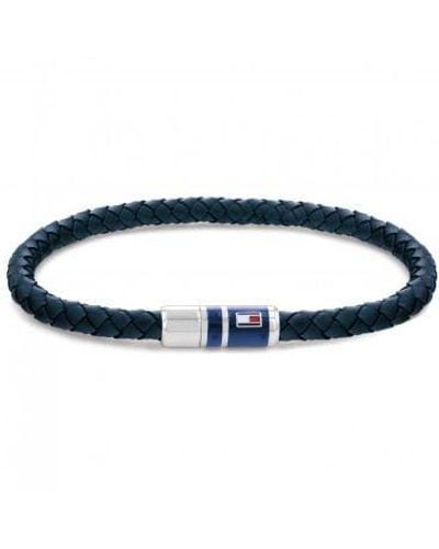 Tommy Hilfiger Leather Logo Bracelet - Blue