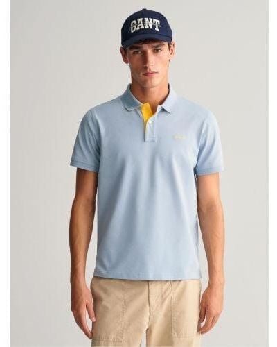 GANT Dove Regular Fit Contrast Pique Polo Shirt - Blue