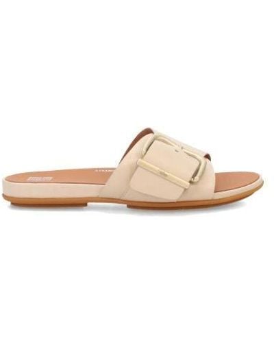 Fitflop Stone Gracie Maxi-Buckle Leather Slide - White