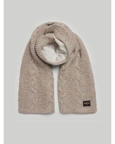 Superdry Oaty Fleck Cable Knit Scarf - Grey
