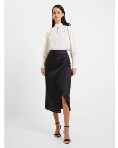 French Connection Blackout Inu Satin Midi Wrap Skirt - White