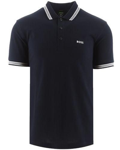 BOSS Dark Paddy Contrast Logo Polo Shirt - Blue