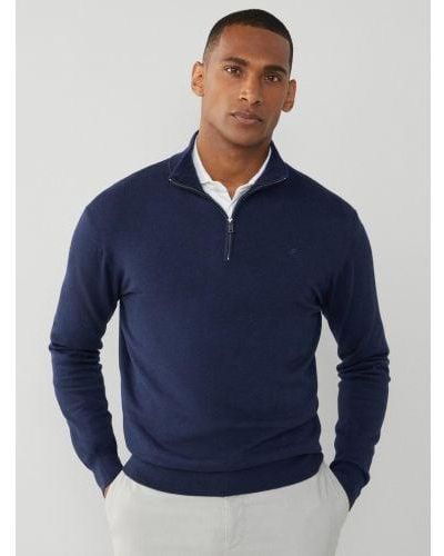 Hackett Cotton Silk Half Zip Sweatshirt - Blue
