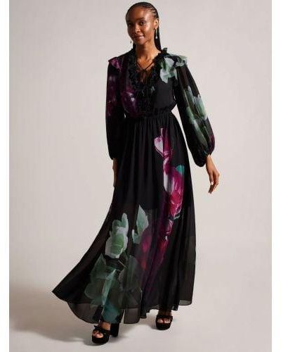 Ted Baker Gionnna Embroidered Maxi Dress - Black