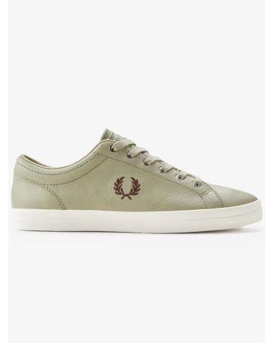 Fred Perry Warm Brick Baseline Leather Trainer - Green