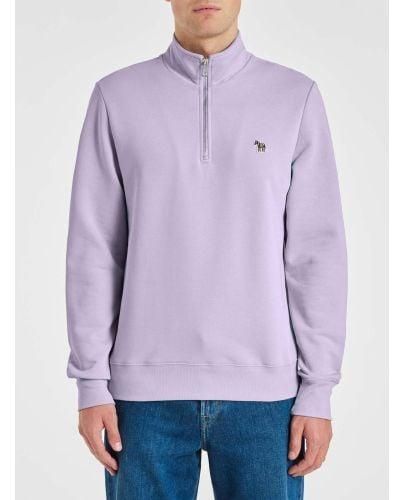 Paul Smith Lilac Regular Fit Half Zip Sweatshirt - Purple
