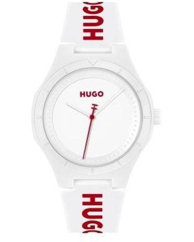 HUGO Silicone #Lit Watch - White