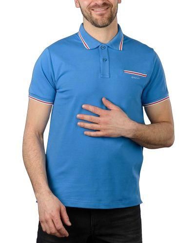 GANT Day 3-Colour Tipping Solid Pique Polo Shirt - Blue