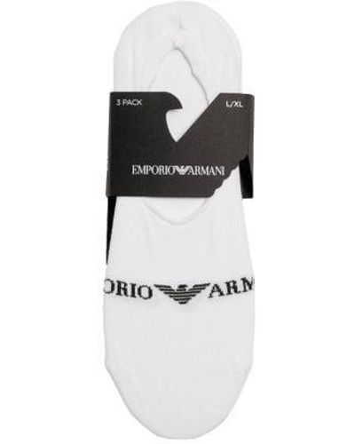 Emporio Armani 3-Pack Logo Shoe Liner Sock - Black