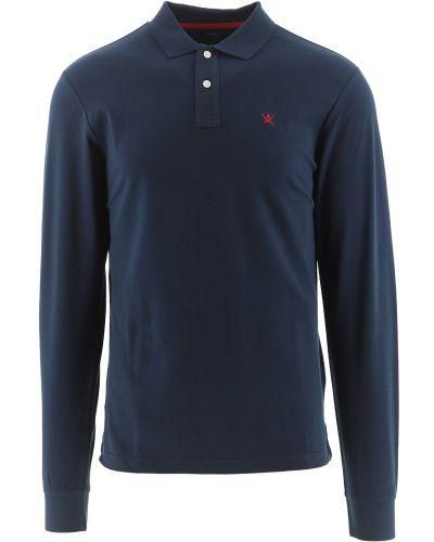 Hackett Slim Fit Logo Long Sleeve Polo Shirt - Blue