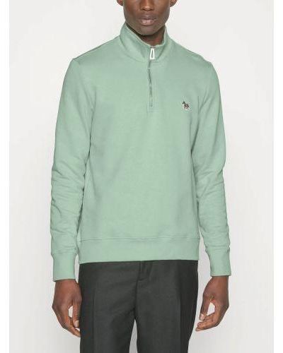 Paul Smith Pastel Regular Fit Half Zip Sweatshirt - Green