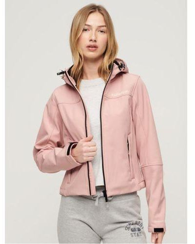 Superdry Vintage Blush Hooded Soft Shell Trekker Jacket - Pink