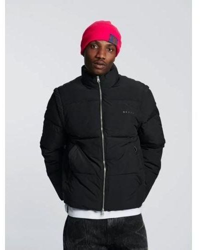 Edwin Detachable Sleeves Puffer Jacket - Black