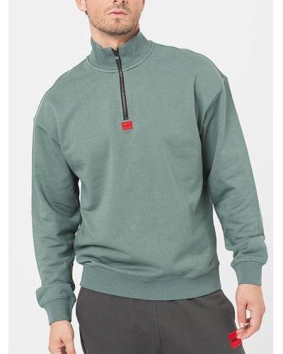 HUGO Dark Durty Half Zip Sweatshirt - Green