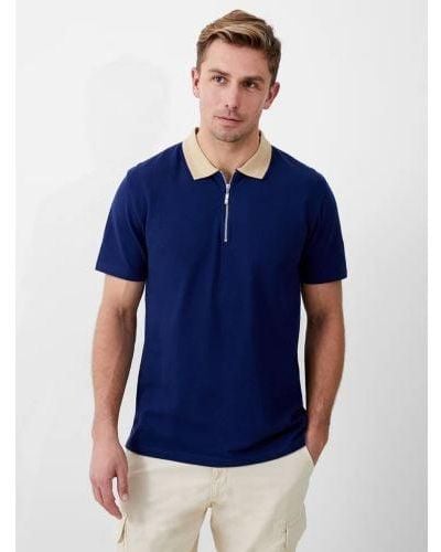 French Connection Elastane Pique Polo Shirt - Blue