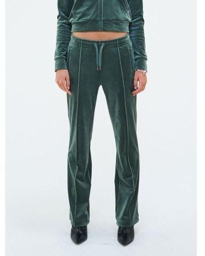 Juicy Couture Thyme Diamante Branded Velour Track Pant - Green