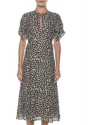 Michael Kors Khaki Satin Cheetah Dress - Grey