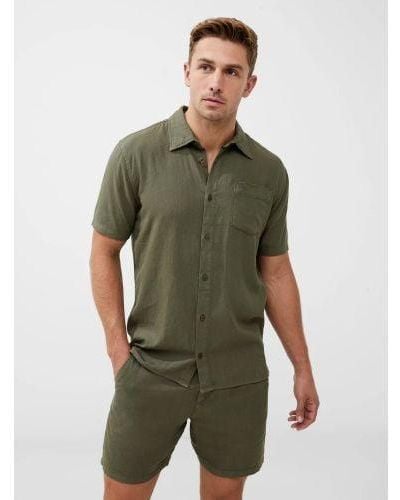 French Connection Short Sleeve Linen Shirt - Green