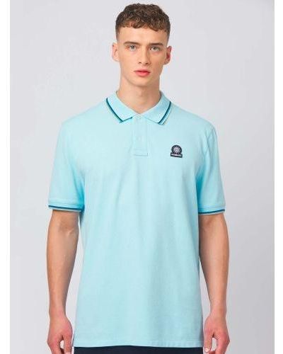 Sandbanks Crystal Badge Logo Tipped Sleeve Polo Shirt - Blue