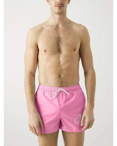 Calvin Klein Sachet Ckj Monogram Swim Short - Pink