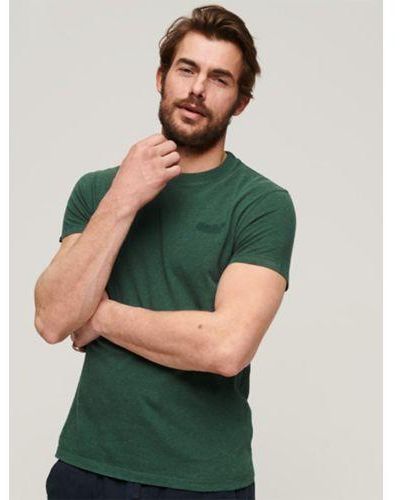 Superdry Buck Marl Vintage Logo Embroidered T-Shirt - Green
