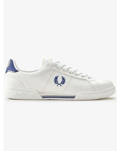 Fred Perry Porcelain Shaded Cobalt B722 Leather Trainer - White