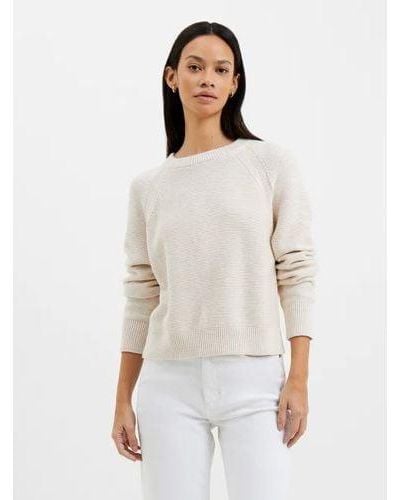 French Connection Oatmeal Melange Lilly Mozart Crew Neck Jumper - White