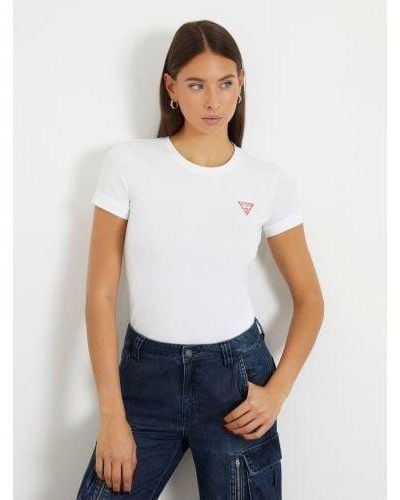 Guess Pure Embroidered Triangle Logo T-Shirt - White