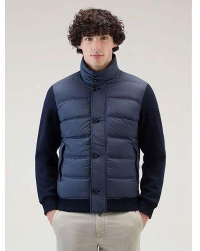 Woolrich Melton Wool Bonded Hybrid Fleece Jacket - Blue
