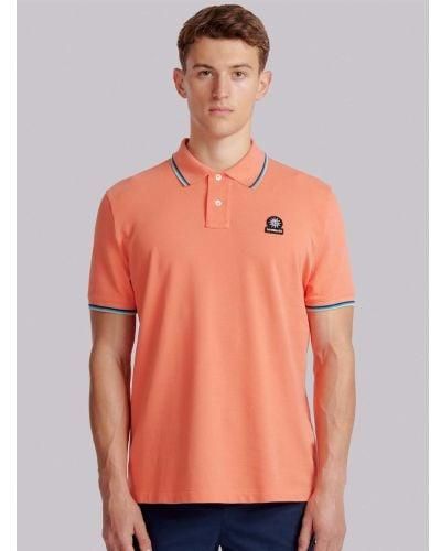 Sandbanks Coral Badge Logo Tipped Polo Shirt - Orange