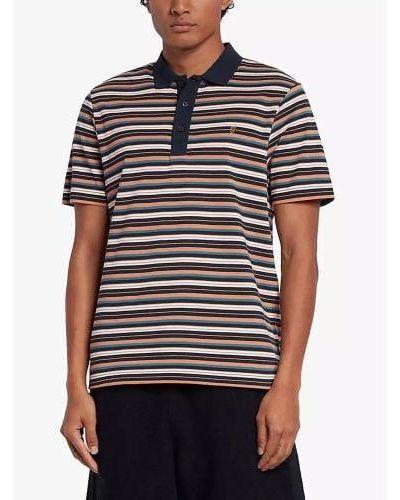 Farah Mandarin Jolla Striped Polo Shirt - Black