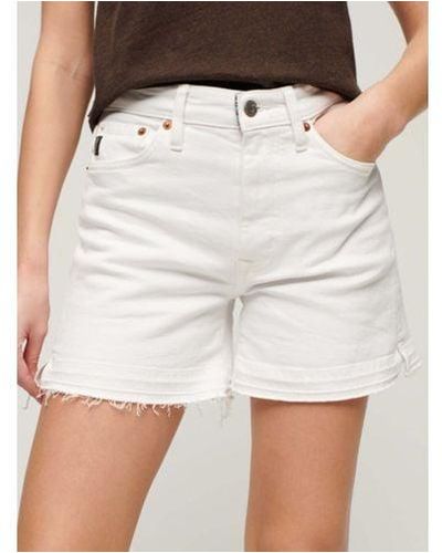 Superdry Optic Vintage Mid Rise Cut Off Short - White