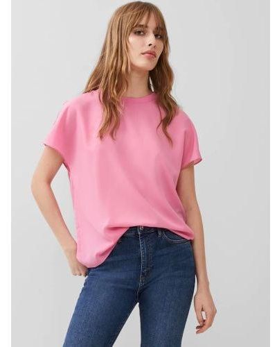French Connection Aurora Crepe Light Crew Neck Top - Pink