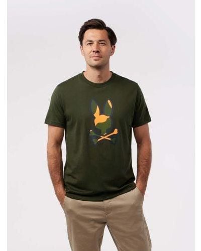 Psycho Bunny Duffel Bag Plano Camo Print Graphic T-Shirt - Green