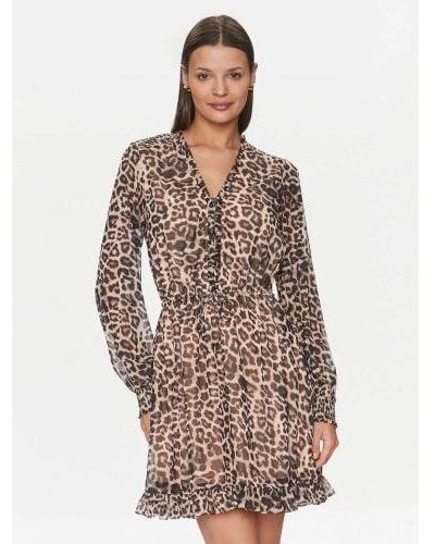 Guess Pool Leopard Vanessa Flare Dress - Brown