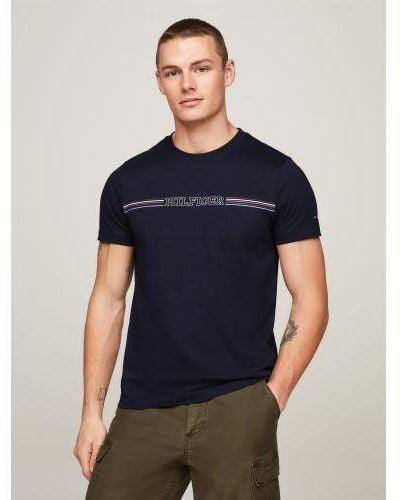 Tommy Hilfiger Desert Sky Stripe Chest T-Shirt - Blue