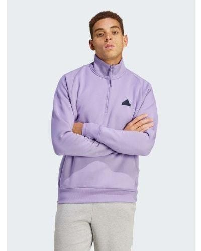 adidas Fig Z.N.E Half Zip Sweatshirt - Purple