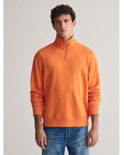 GANT Pumpkin Regular Fit Shield Half Zip Sweatshirt - Orange