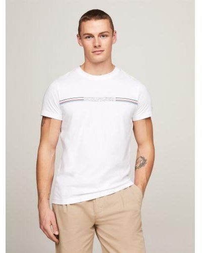 Tommy Hilfiger Stripe Chest T-Shirt - White